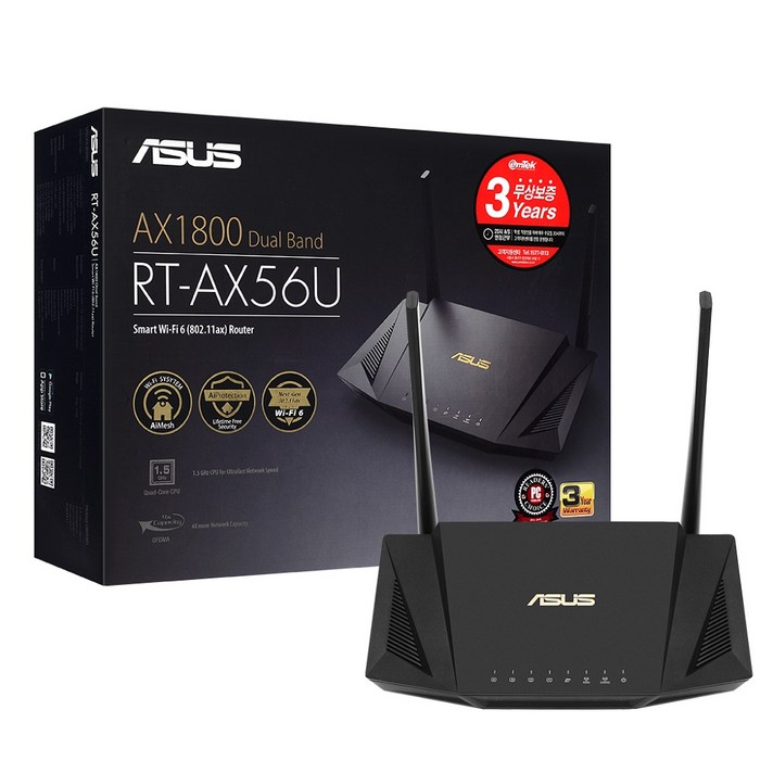 ASUS RT-AX56U 4포트 기가비트 유무선 메시 공유기 WiFi 6 지원