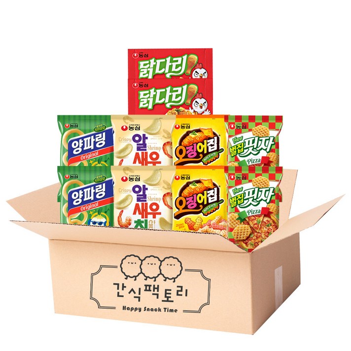 [간식팩토리] 양파링2+오징어집2+알새우칩2+벌집피자2+닭다리후라이드2 총 10입