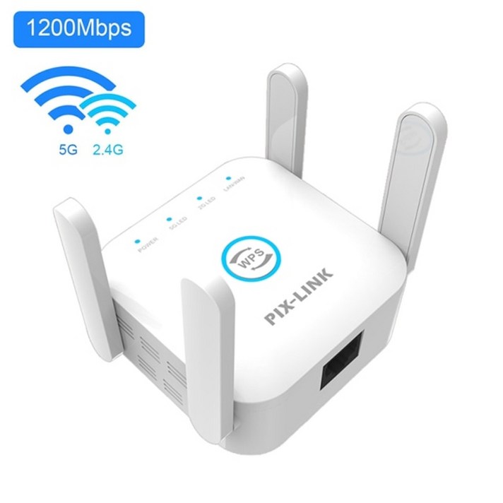무선 공유기 PIXLINK 5G WiFi 리피터 WiFi 증폭기 5Ghz 장거리 386, AU 플러그, 1200M 2.4G 5G 화이트