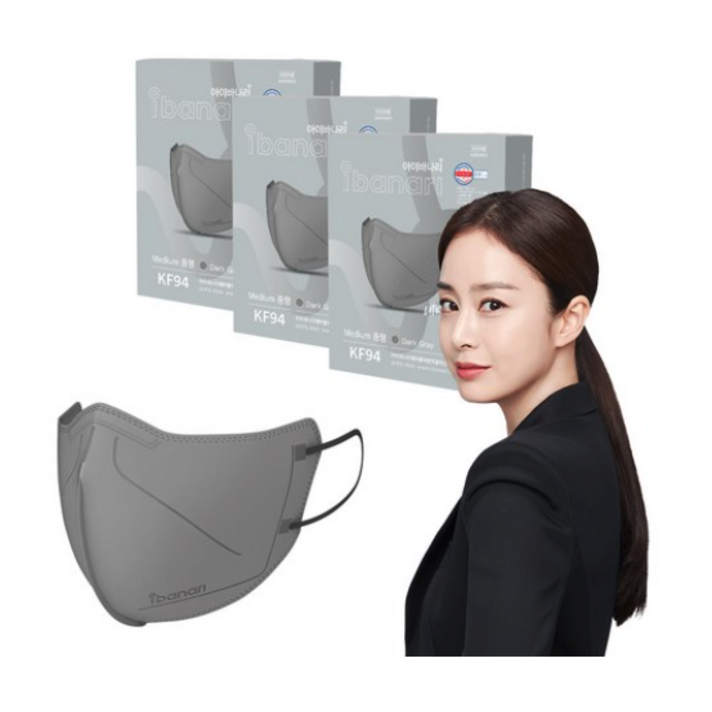 아이바나리 에어 황사방역용 마스크 중형 KF94, 10개입, 3개, 다크그레이