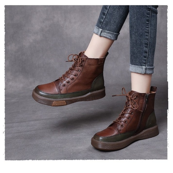 수제화 가을 겨울 엄마신발 발편한 가죽 앵글부츠