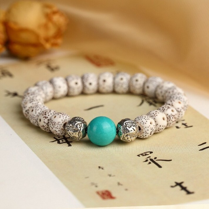 [티베르] 불교 단주 염주 108 인도 보리수 나무 팔찌 묵주 10mm 열매