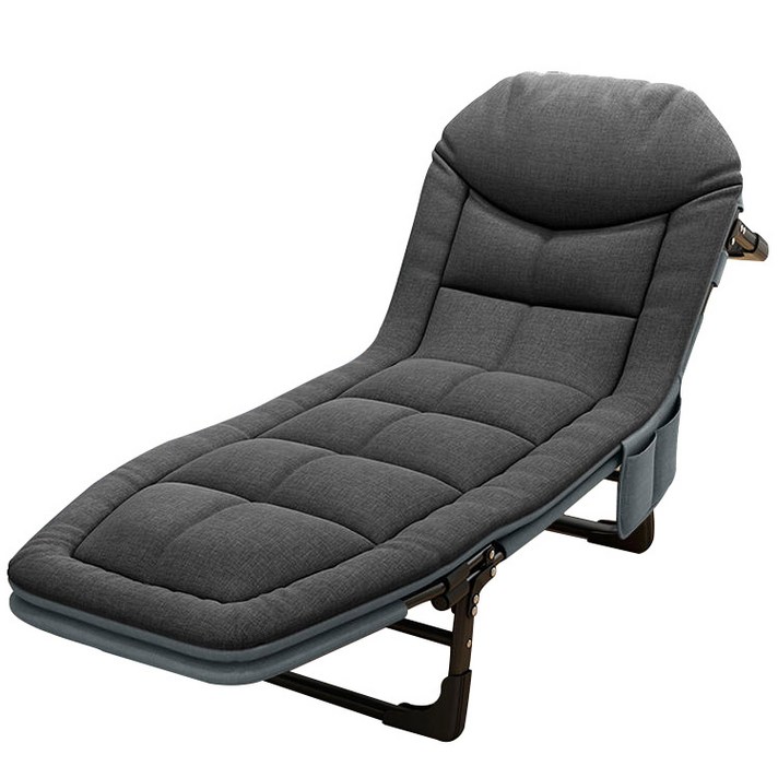 BOSUN 1인용 간이 접이식 침대 야전 캠핑 낮잠 리클라이너 의자, 200 × 64 × 30cm다크 애쉬