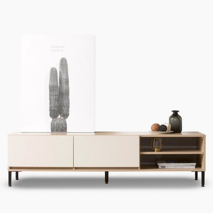 한샘X메이크 1500 오픈형 메니 거실장(4종/택1), 월럿그레이(D)