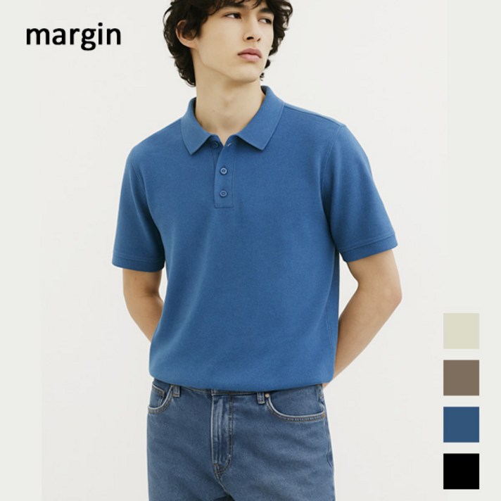 마르진 쓰리버튼 단작 카라니트 반팔 티셔츠 4종택일