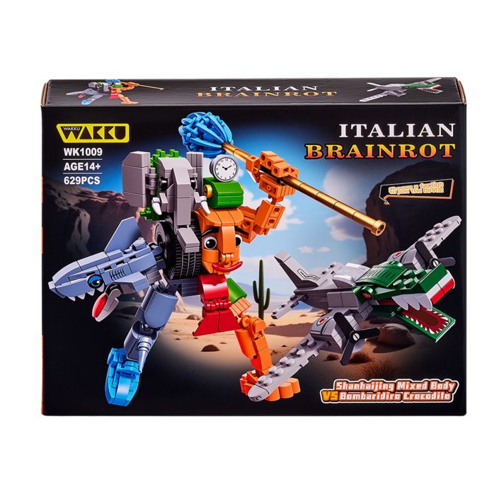 Wakku 이탈리안 브레인롯 Italian brainrot 블록 합체 캐릭터블럭 Big 사이즈 업그레이드 블럭세트 Pcs629, 1세트