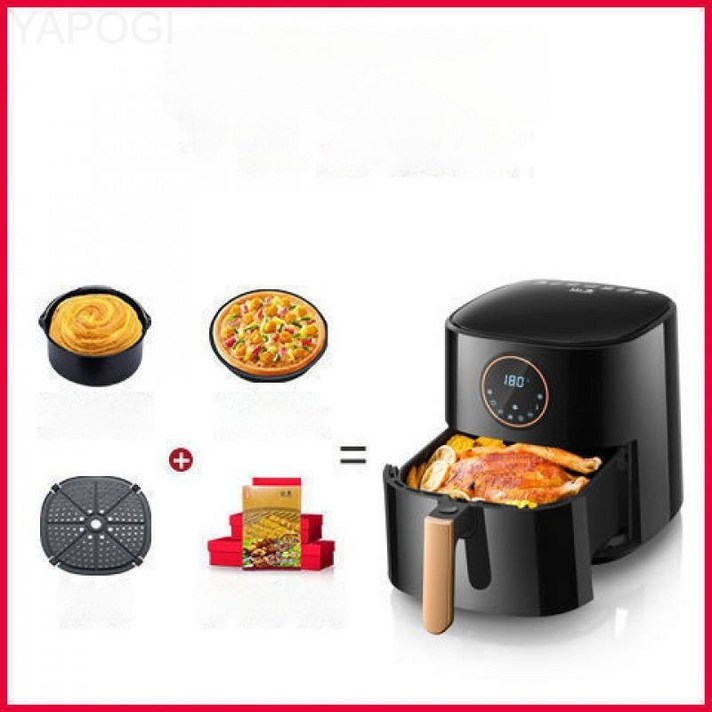 백색 가정용 다기능 에어프라이어 4.2L 대용량 전자동 무유 전기프라이어, LCD 8016TS 용량 5L, 식단 세트