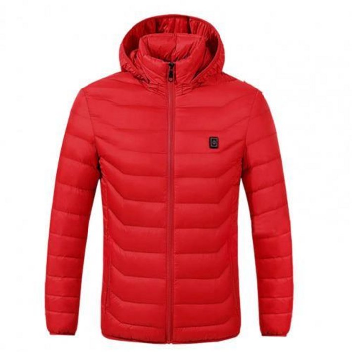 남자의 난방 재킷 스탠드 칼라 포켓 2 난방 지역 코트 3 단계 조절 방수 후드 코트 남자의 겨울 자 켓
