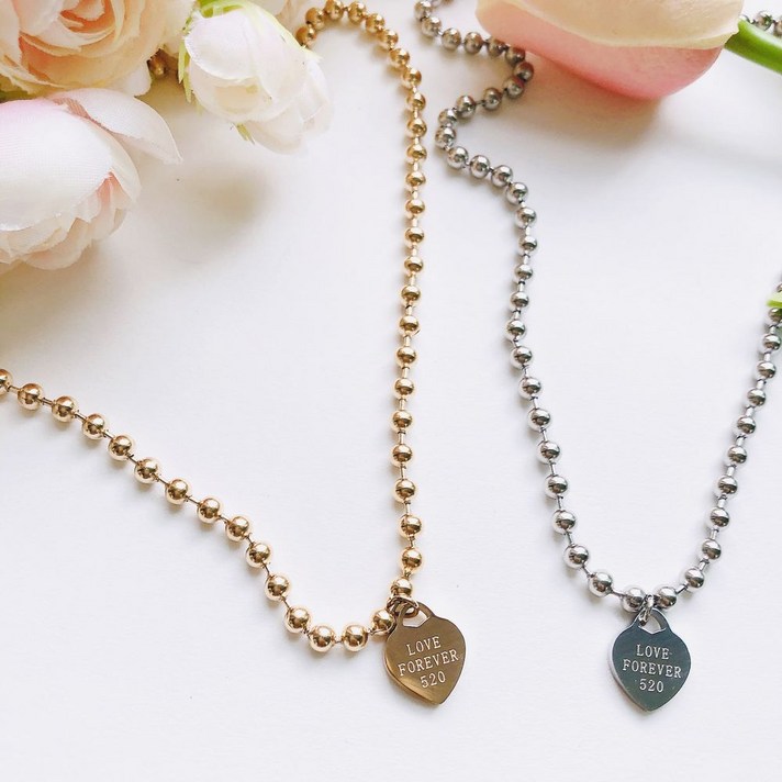 일루아샵 써지컬스틸 볼체인 하트 목걸이