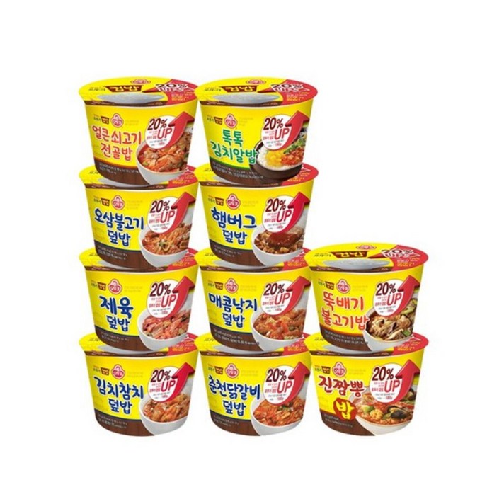  오뚜기 컵밥 증량버전 10종(김치참치+제육+오삼+춘천+매콤낙지+햄버그+진짬뽕+뚝불+얼큰쇠고기+톡톡김치) + 사은품증정, 1개 