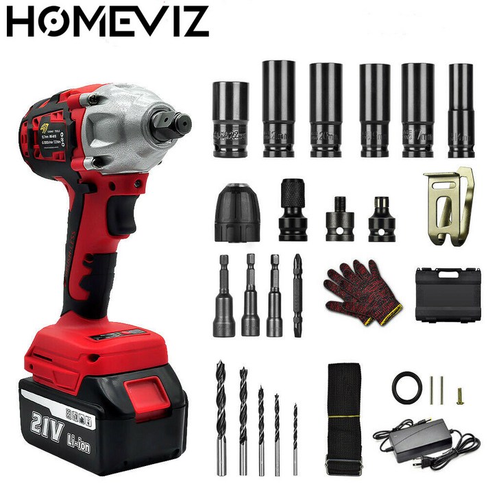 HOMEVIZ DZ-2 29pcs 충전 임팩 햄머 전동드라이버 21V 전동드릴세트 +장갑[안전 제일]