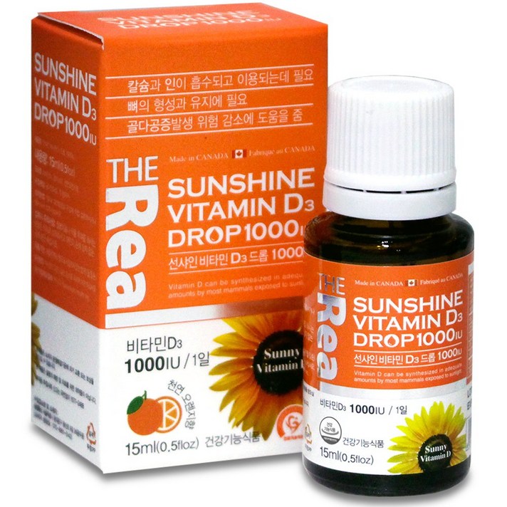 리얼 선샤인 비타민D3 드롭스하루 한방울 500일분, 1병, 1병 15ml