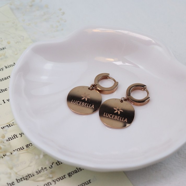 갤러리에이 루체벨라 티타늄 코인 물결 웨이브 써클 드롭 원터치 써지컬스틸 귀걸이