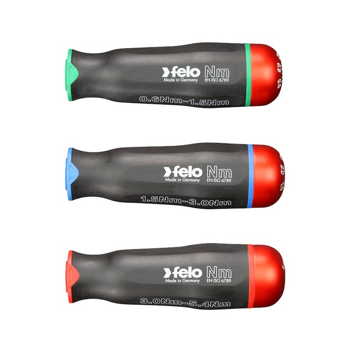 FELO 펠로 독일 수공구 토크 드라이버 핸들 녹색 파란색 빨간색 100 시리즈, 녹색 0.6-1.5Nm(100 001 06), 1개