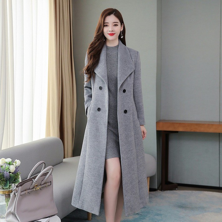 가을 겨울 여자 모직 슬림 코트