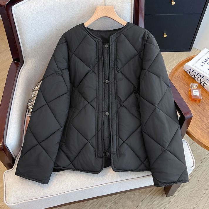 ZAJA 여성 누빔자켓 노칼라 퀄팅 점퍼 루즈핏 숏자켓 두꺼운 코트