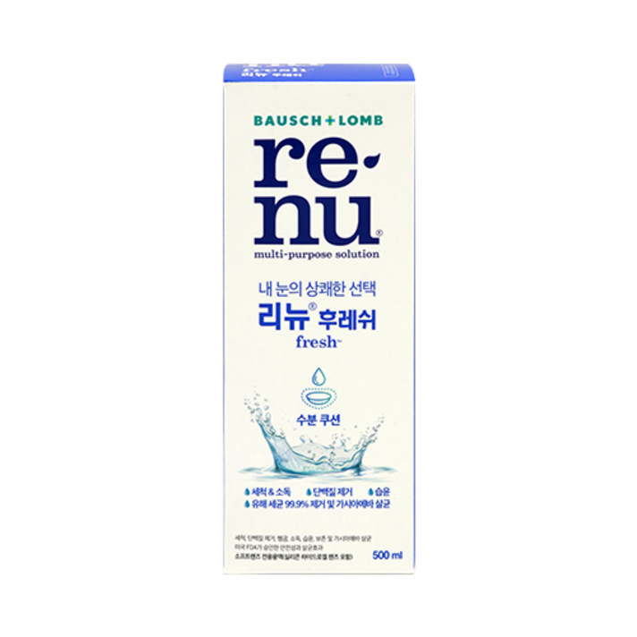 리뉴 후레쉬 렌즈 세정액, 500ml, 4개