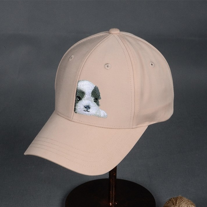 트렌디한 강아지 자수 패턴 스냅백 여성 봄 여름 선캡