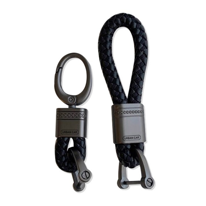 어반카 차량용 위빙 가죽 키링 2종 세트, 1세트, 라이트브라운