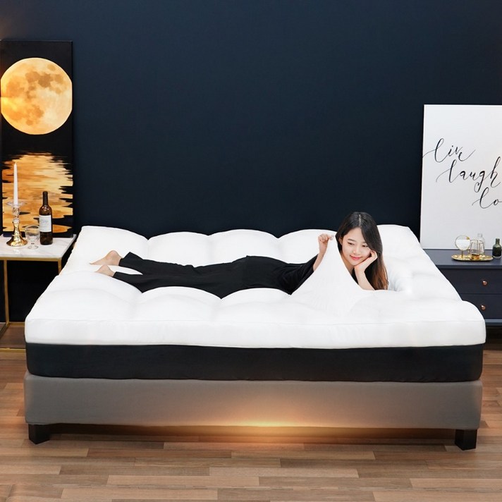  미니멀룸 찹쌀떡 쫀득 토퍼 피로회복 매트리스, 화이트 