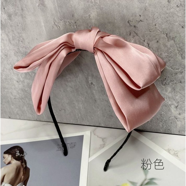 [JH14] - 왕리본머리띠 실크 새틴 헤어밴드 무지 와이드 데일리 _ft515d16 R@88EEF3