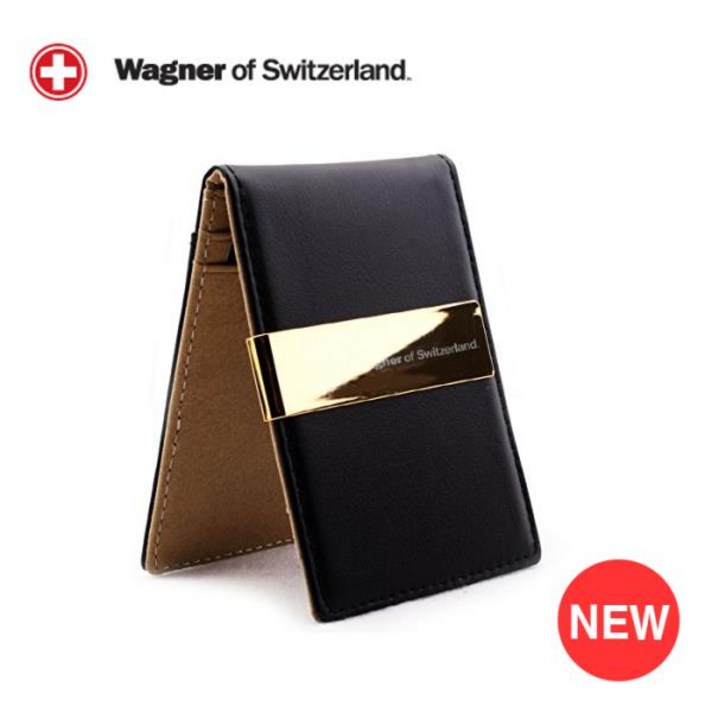 [스위스와그너]샤무드 천연소가죽 머니클립24k도금