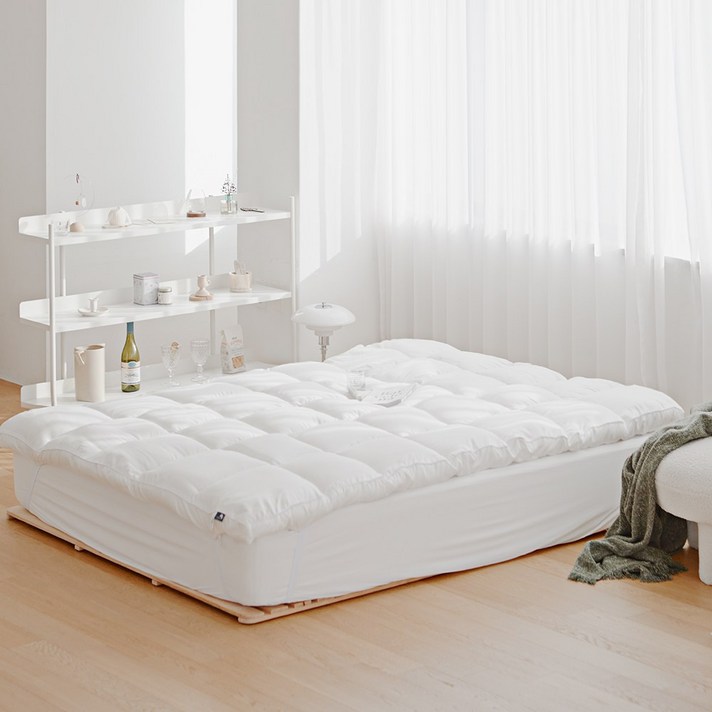  루아베 더푹신한 매트리스 토퍼 캠핑 차박, 크림화이트 