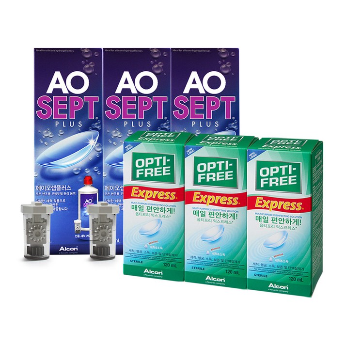 옵티프리 에이오셉플러스 360ml 3개 + 익스프레스 120ml 3개, 360ml 3개 + 120ml 3개