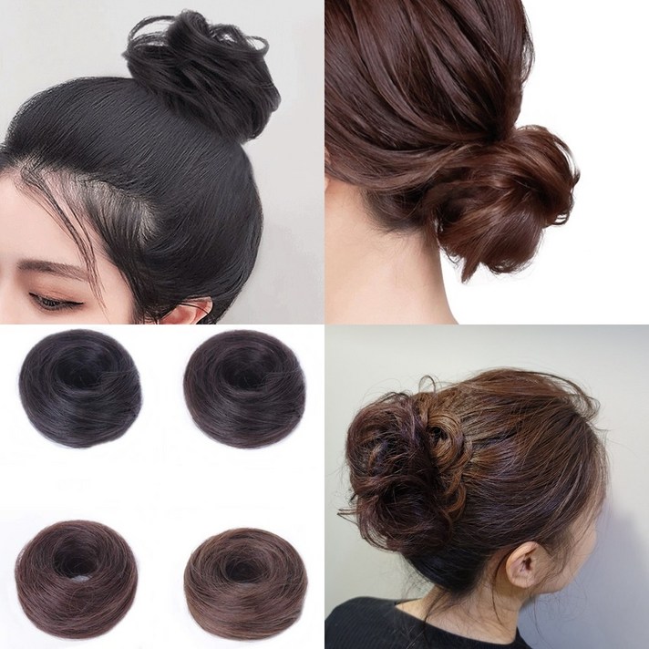 동글이 똥머리밴드 헤어 머리카락 가발 밴드 올림머리끈 고무줄 인모 곱창밴드 스크런치