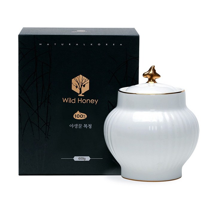 [와일드허니] 자연산 야생 목청 석청 토종꿀 벌꿀 고급도자기 선물 600g, 1개