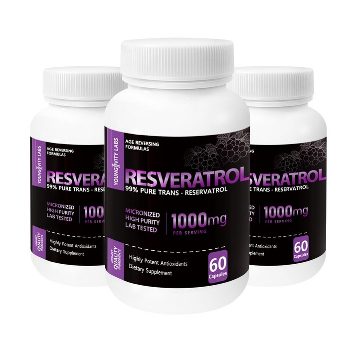 영제비티랩스 레스베라트롤 1000mg 99% 순도 60캡슐 3병