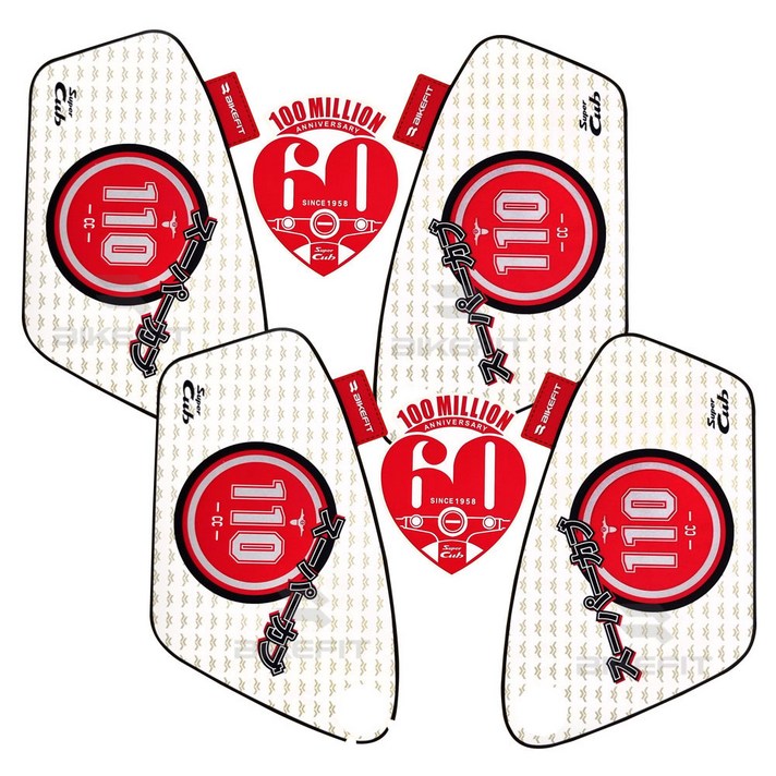 혼다 슈퍼커브 스티커 슈퍼커브110 2개 세트 사이드바디 스티커 카울 튜닝 국내제작, 화이트110, 2세트