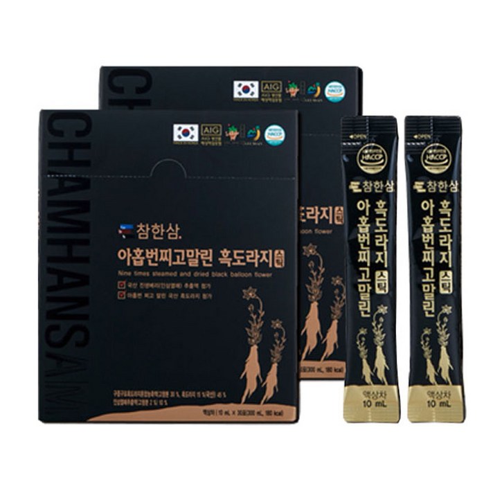 참한삼 흑도라지 스틱 10ml x 60포 배 도라지 혼합 농축액 도라지청 진액 즙, 흑도라지스틱 60포, 1개