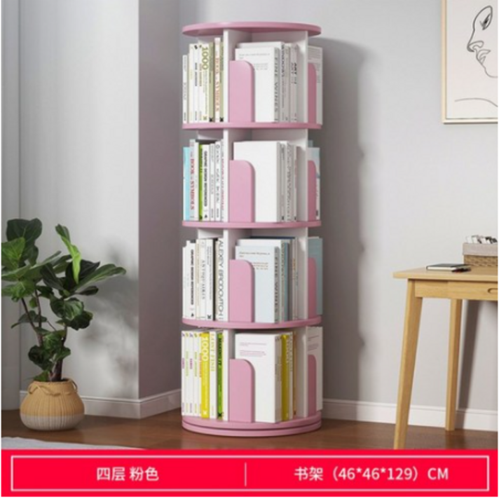 회전책장 거실서재화 코너 틈새 만화방책장, 3단 웜화이트