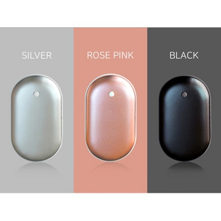 [퍼니데일리] 보조배터리 5000 충전겸용 충전식 양면 손난로 조약돌 손난로 충전식 손난로, 블랙