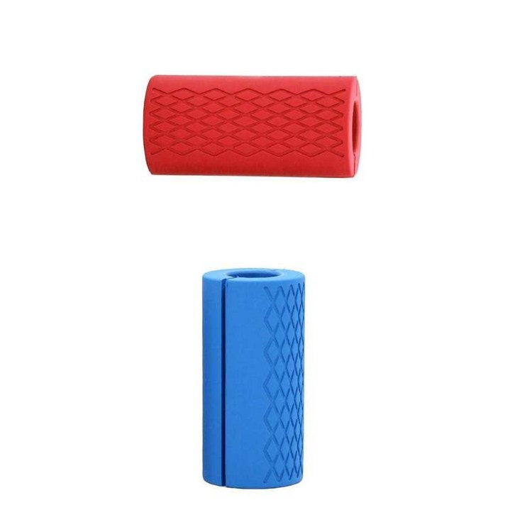 2Pcs 바 고무 두꺼운 바벨 덤벨, 10x5CM, 실리콘, 레드 블루
