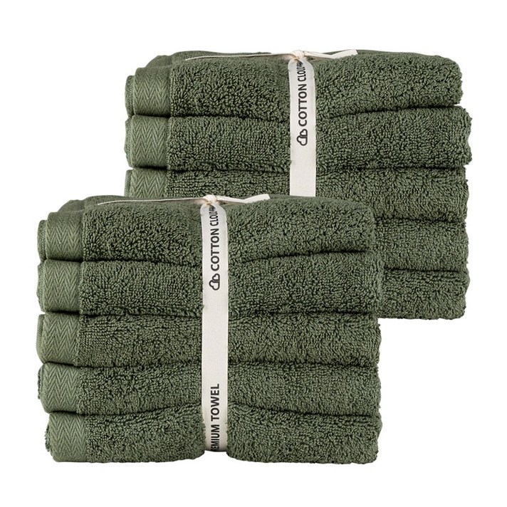 코튼클라우드 호텔수건 562GSM 리본포장 면사 30수 코마사, 딥그린, 10개