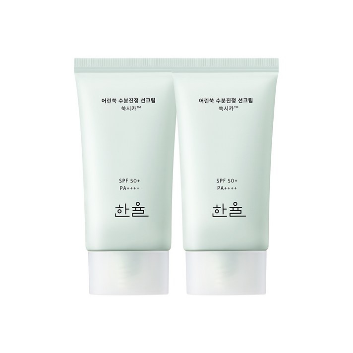 한율 어린쑥 수분진정 선크림 듀오50ml50ml SPF50PA, 2개