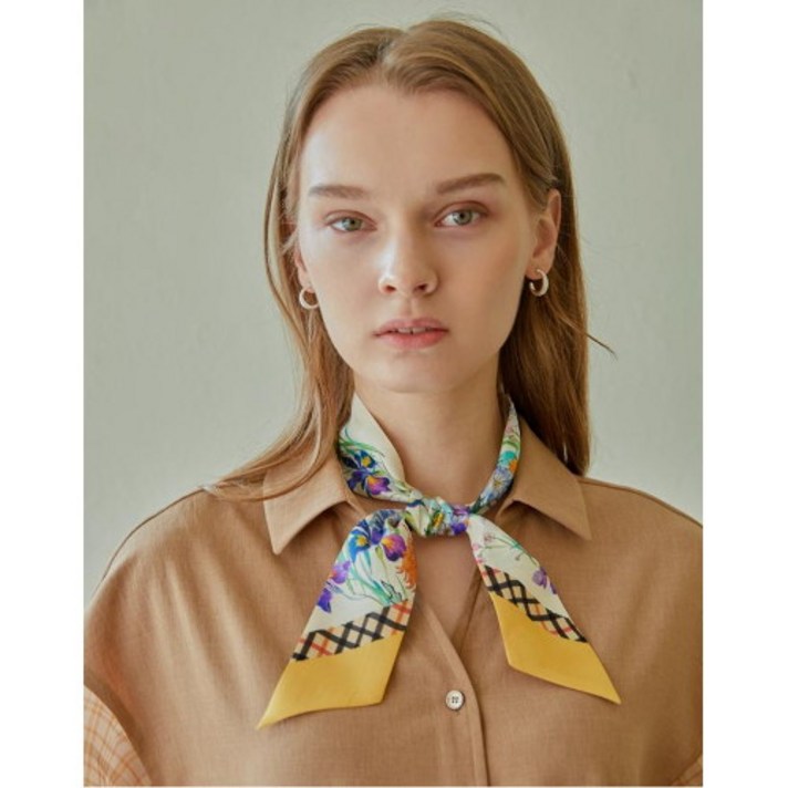 닥스 레이디스 옐로우 플라워 실크 스카프 DLSC1B493Y2