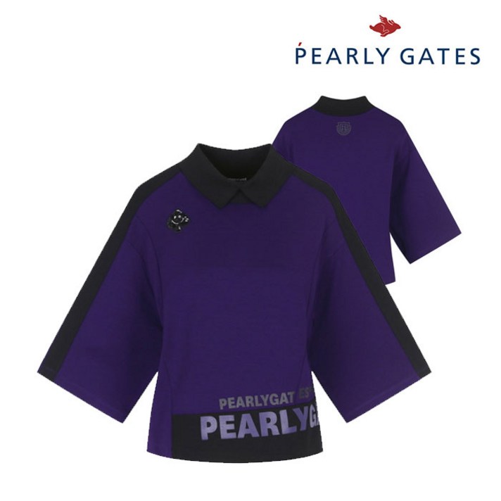 파리게이츠 골프 pearlygatesgolf여성 돌먼 카라 긴팔 티셔츠 P521A3TR063_PP, 000, PP, 1개