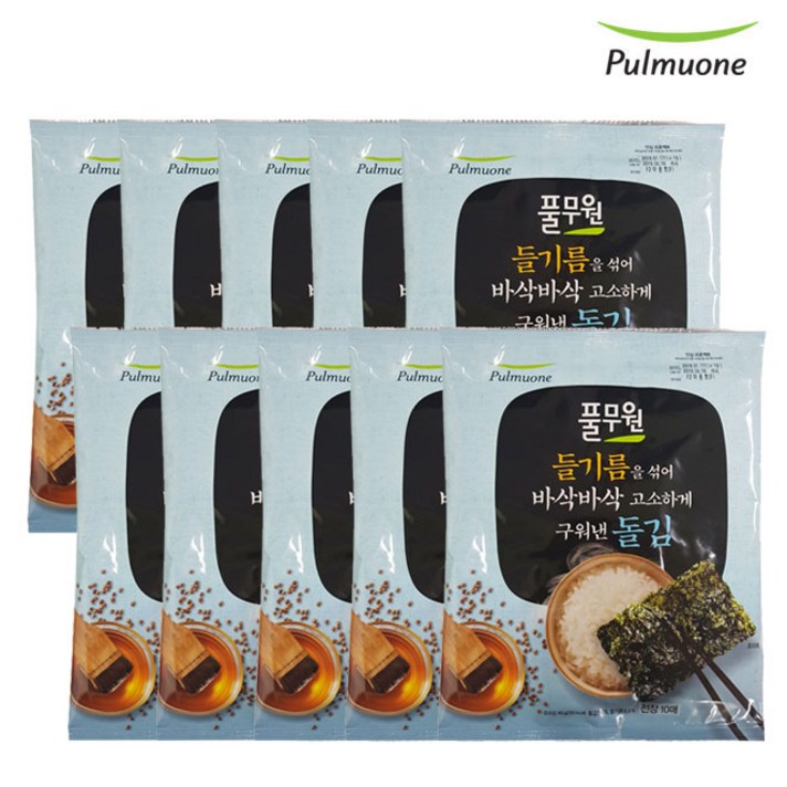 [풀무원]들기름 돌김 (40g)x10봉, 10개