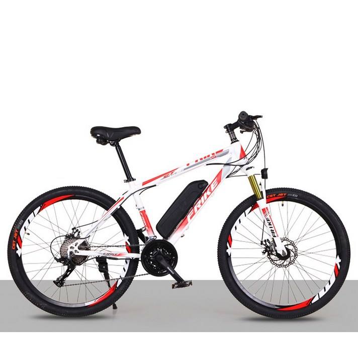 FRIKE 변속 전기자전거 36V 250W 8/10AH PAS 스로틀 겸용 리튬전지 MTB자전거 36KM/52KM, 블랙+레드, 8A업그레이드