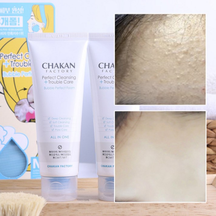 [1+1이벤트] 트러블 좁쌀 모공수축 얼굴각질제거 클렌징 버블지우개폼 120ml, 1세트