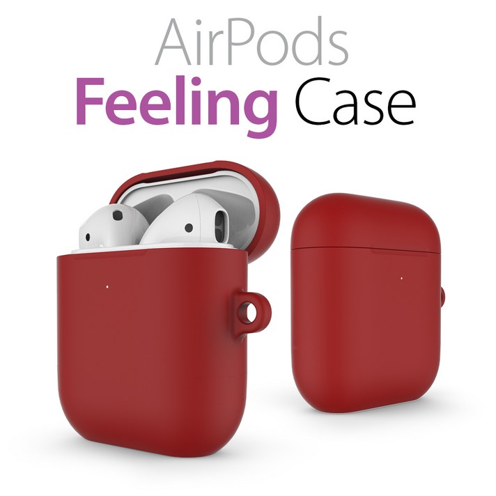 에어숨 에어팟 소프트필링 케이스 블루투스 이어셋, 레드, 에어숨 소프트필링 케이스