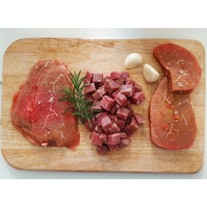 프리미엄 S급 미국산 탑초이스 소고기 우둔살 1kg 스테이크 다이어트 헬스고기 슬라이스 삼촌목장, 200g x 5팩 = 1Kg + 참소스 20g