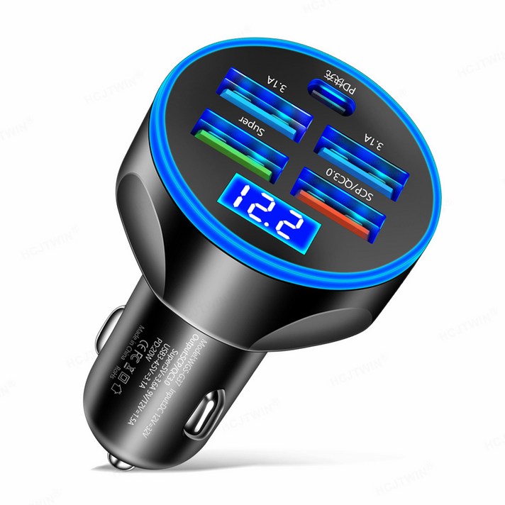 나팔래옹 5포트 시거잭 차량용 초고속 충전기 5in1 시가잭 멀티포트 USB C타입
