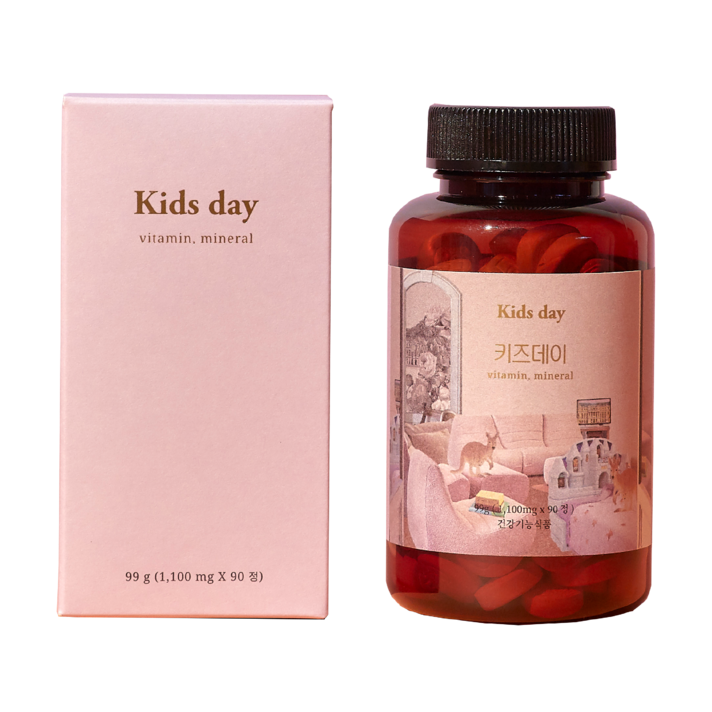 베러데이 키즈데이 어린이 영양제 멀티 종합 비타민 츄어블 성장기 유아 초등 아이 면역력 미네랄, 1개, 90정