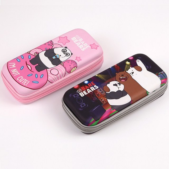 매직채널 위베어베어스 투지퍼 네모둥글 케이스 2 필통, 핑크도넛