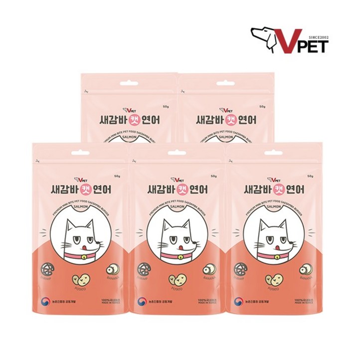 브이펫 새감바 캣 연어 50g 고양이 간식 비스킷 간편 훈련 이빨과자 고양이 보양식, 5개, 50g 브이펫 새감바 캣 연어 50g 고양이 간식 비스킷 간편 훈련 이빨과자 고양이 보양식, 5개, 50g