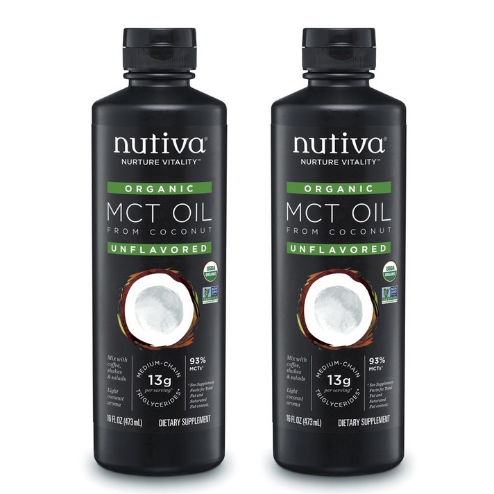 누티바 MCT 코코넛 오일 언플레이버드, 473ml, 2개